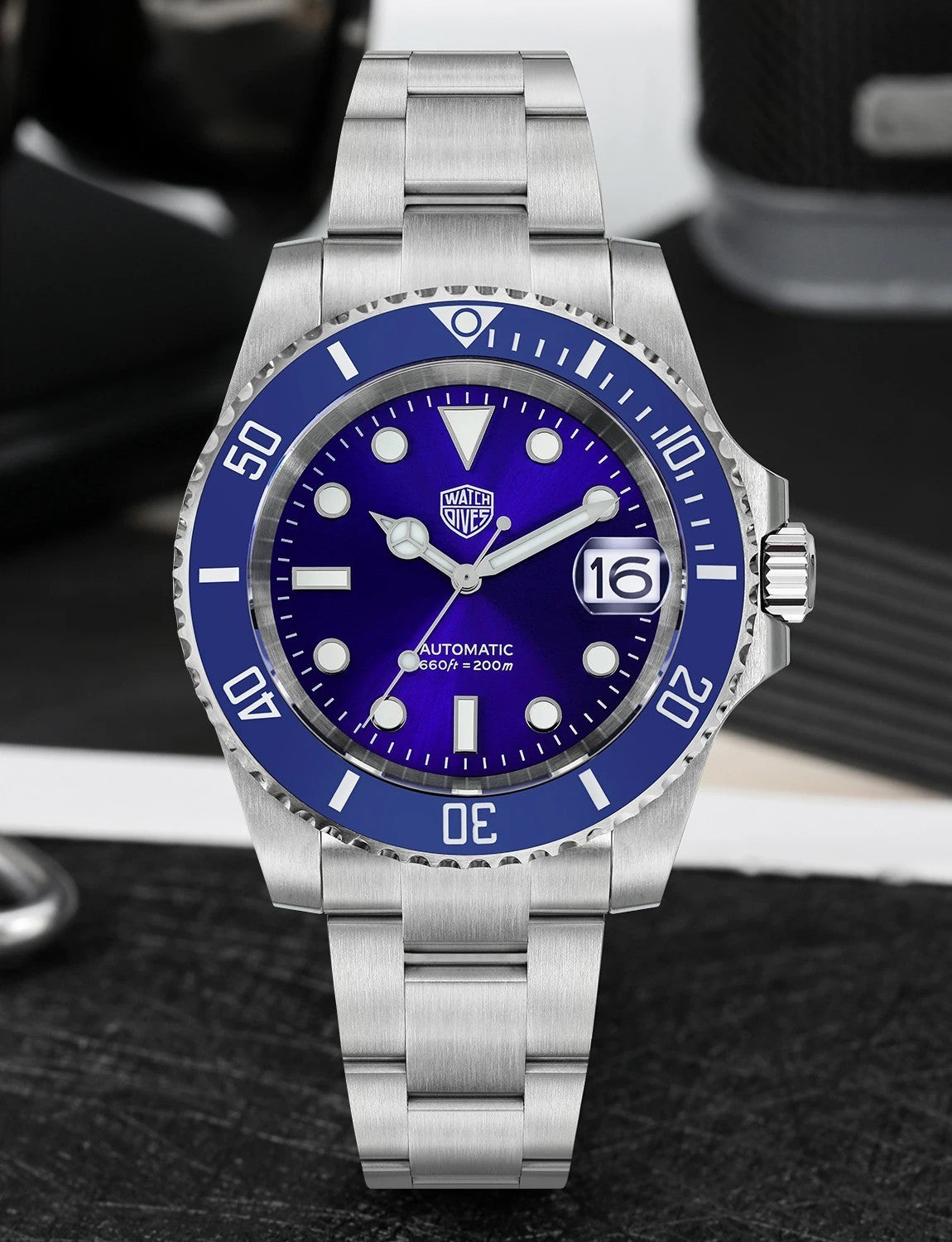 Watchdives WD5512 Automatik Uhr Herren Luxus Taucheruhr Edelstahl Saphirglas