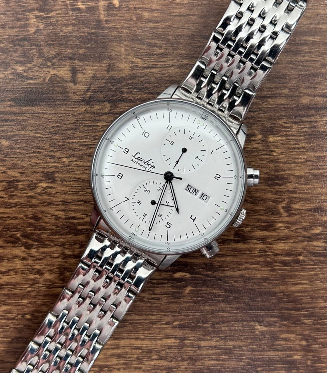 Luxus Herrenuhr Automatikuhr Armbanduhr Edelstahl Silber