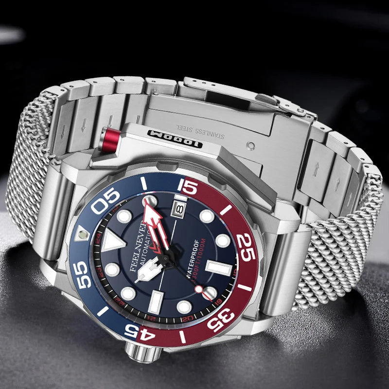 Feelnever Taucheruhr Automatik Edelstahl 45mm