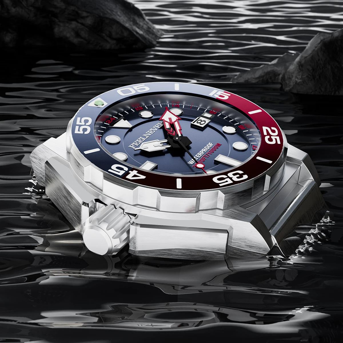 Feelnever Taucheruhr Automatik Edelstahl 45mm