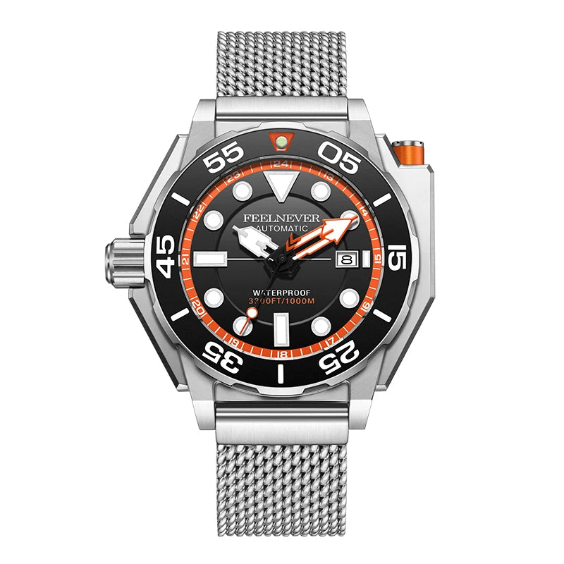 Feelnever Taucheruhr Automatik Edelstahl 45mm