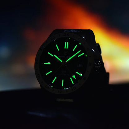 Pagani Design Herren Luxus Automatikuhr GMT Edelstahl Saphirglas Datum 39 mm