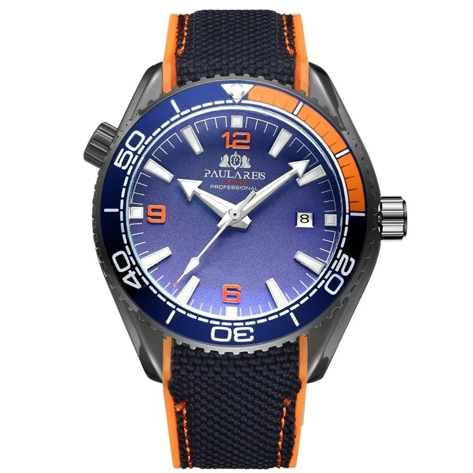 Paulareis Automatik Uhr Herren Armbanduhr Luxusuhr Datum Kautschukband 3bar