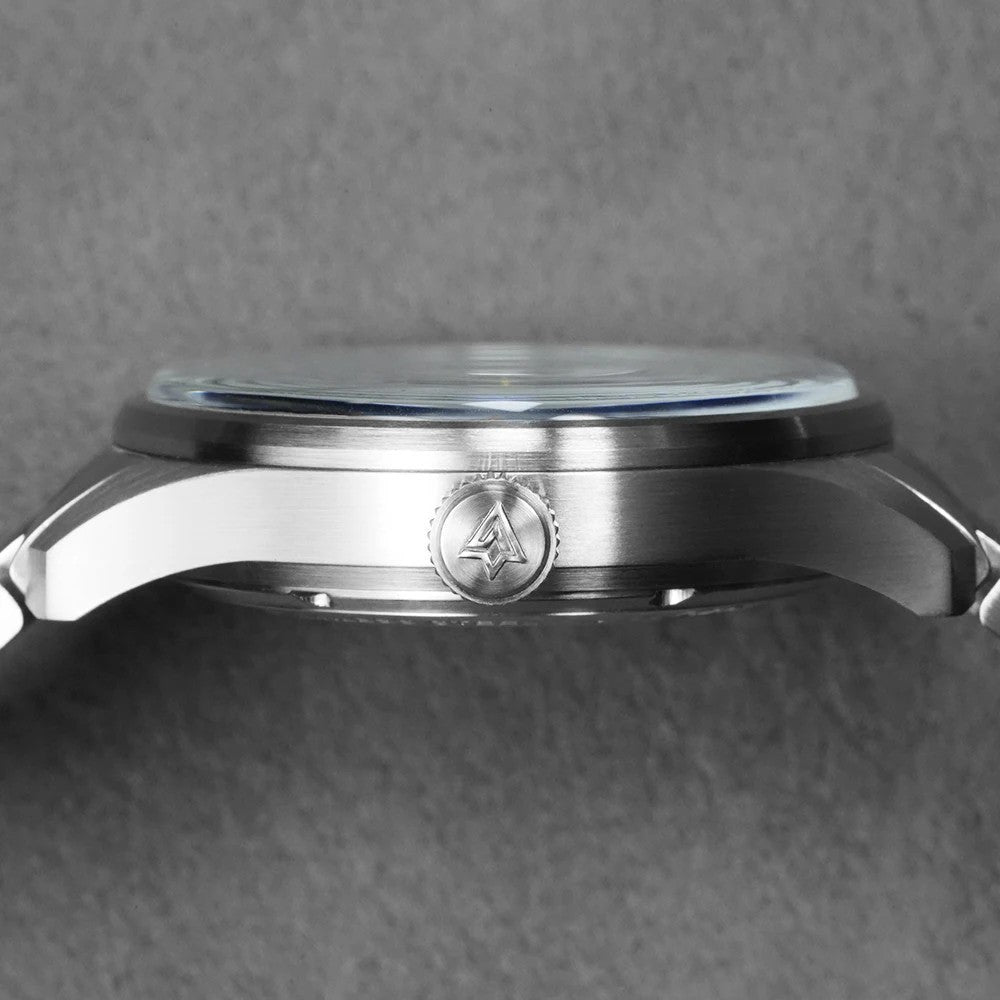 Cadisen Automatik Uhr Herren Armbanduhr Silber 40mm Edelstahl 10bar Datum