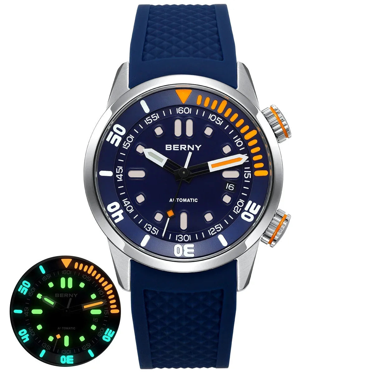 Berny Automatikuhr Herren Armbanduhr Taucher Edelstahl Saphirglas Taucheruhr