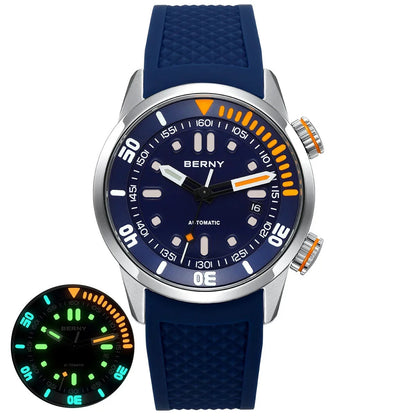 Berny Automatikuhr Herren Armbanduhr Taucher Edelstahl Saphirglas Taucheruhr