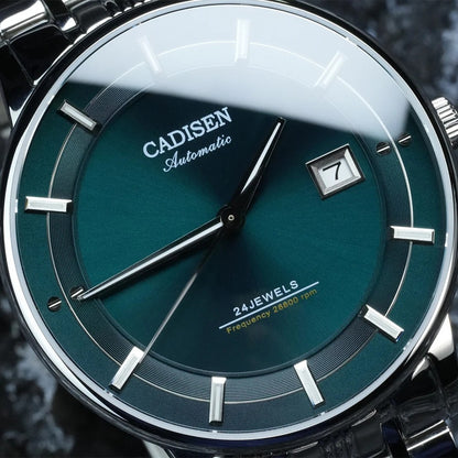 Cadisen Automatikuhr Herren Luxus Armbanduhr Edelstahl Saphirglas 42mm Datum