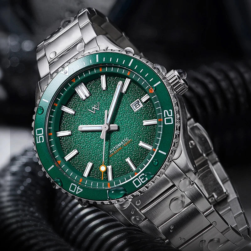 Welly Merck Herren Automatikuhr Armbanduhr 42mm Saphirglas Edelstahl