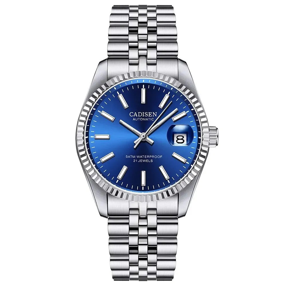 Cadisen Automatik Uhr Herren Luxus  Armbanduhr 38mm Edelstahl Saphirglas 5bar