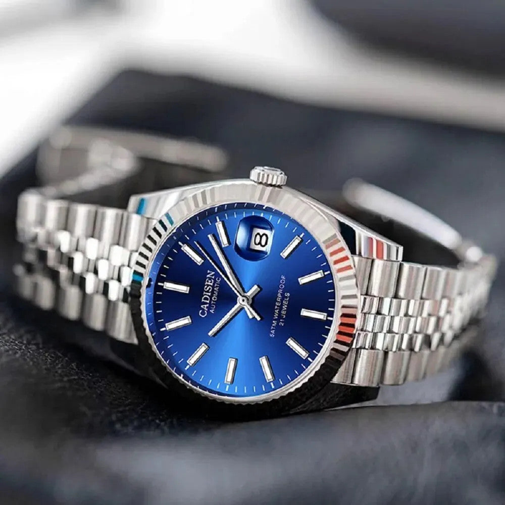 Cadisen Automatik Uhr Herren Luxus  Armbanduhr 38mm Edelstahl Saphirglas 5bar