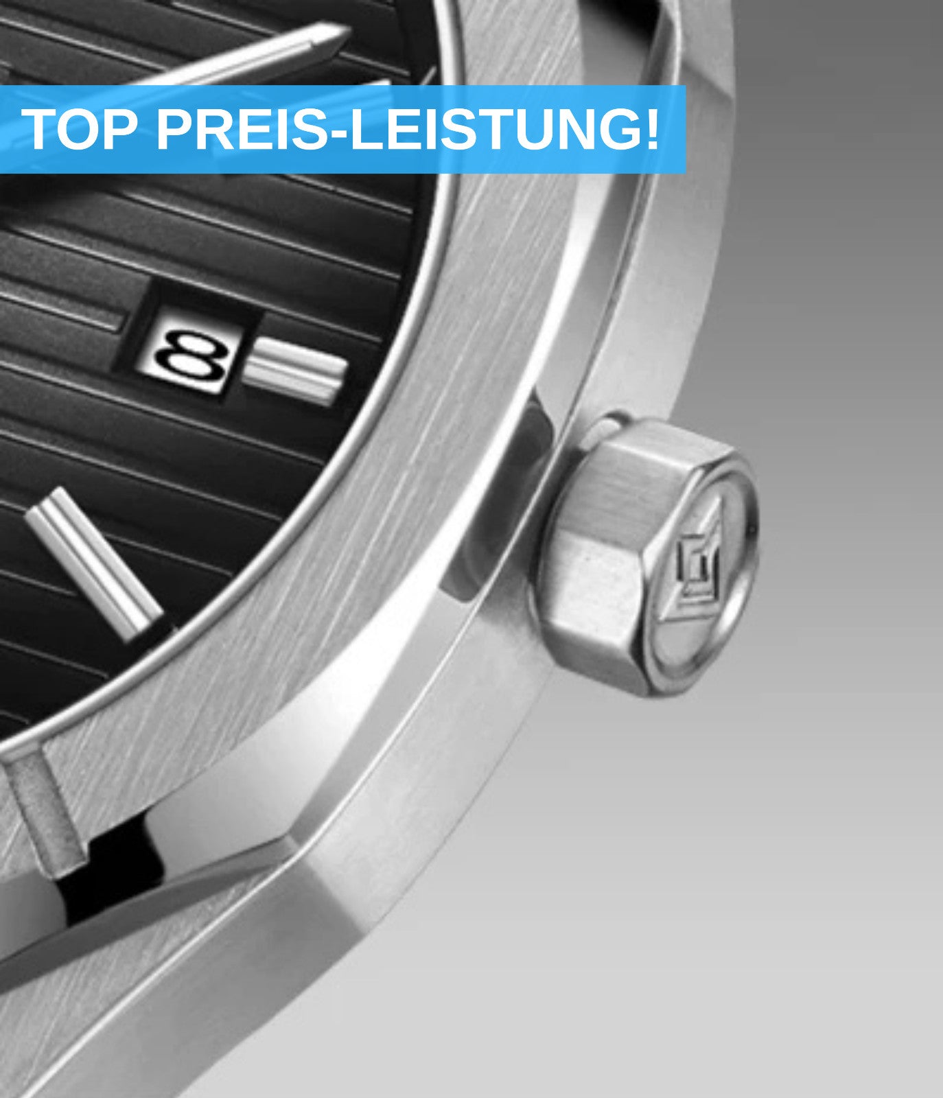 Cadisen Automatikuhr Herren Luxus Armbanduhr 40mm Edelstahl Saphirglas Datum