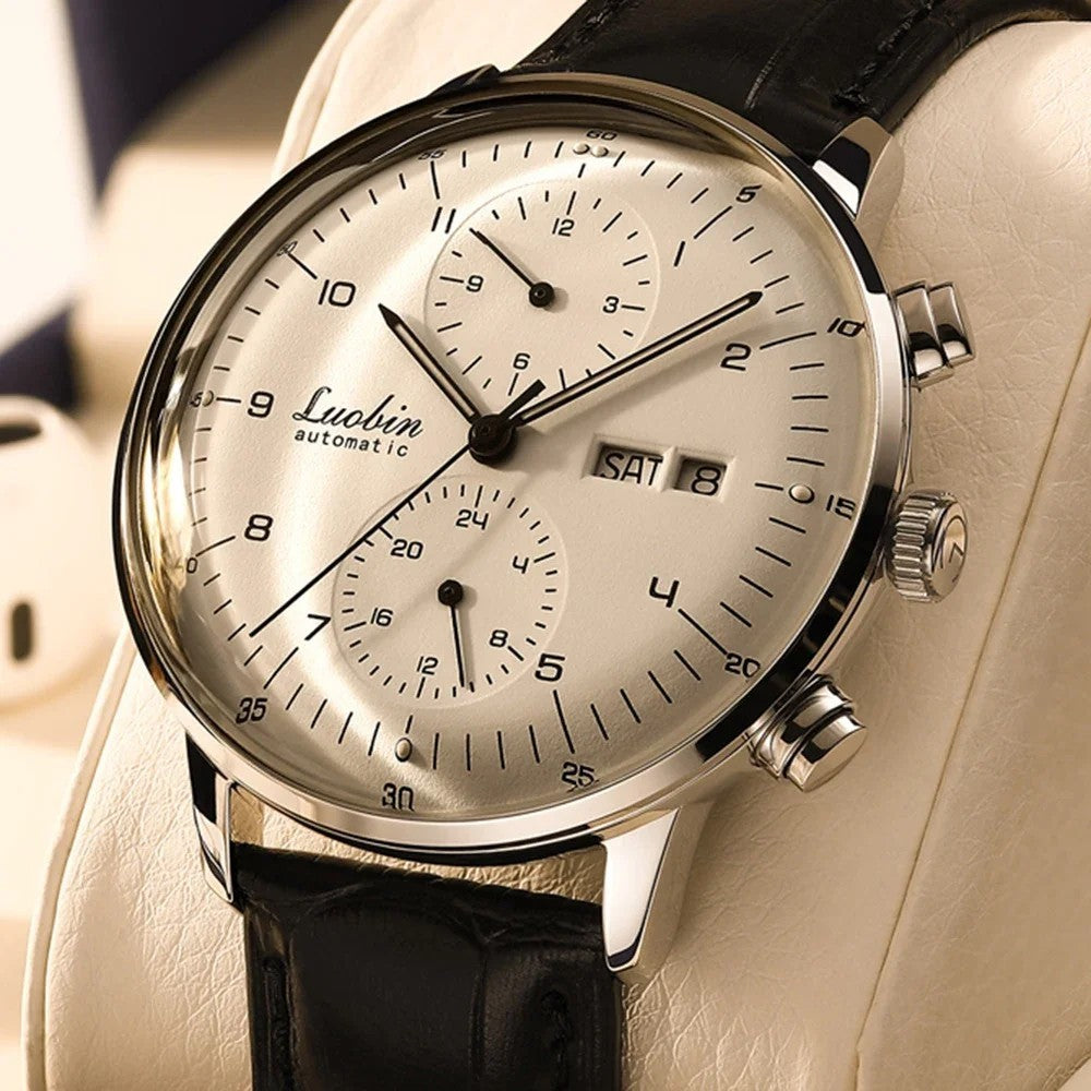 Luxus Herrenuhr Automatikuhr Armbanduhr Edelstahl Silber