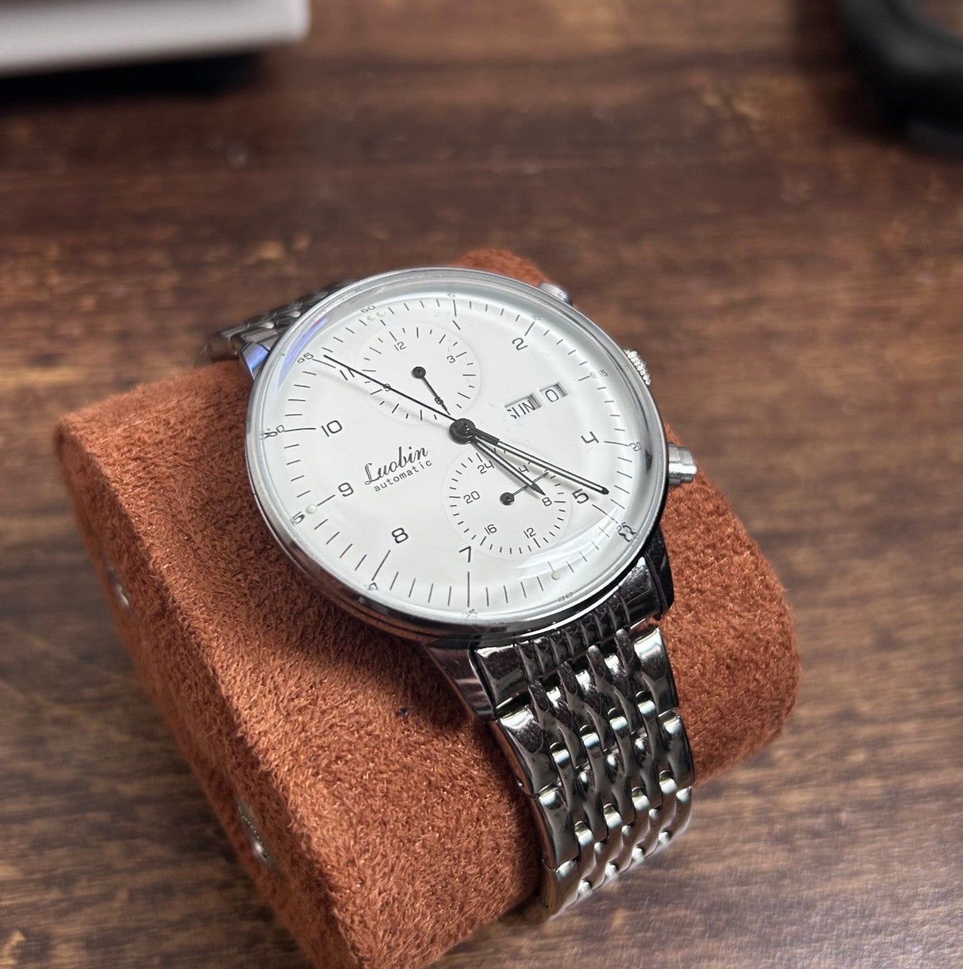 Luxus Herrenuhr Automatikuhr Armbanduhr Edelstahl Silber