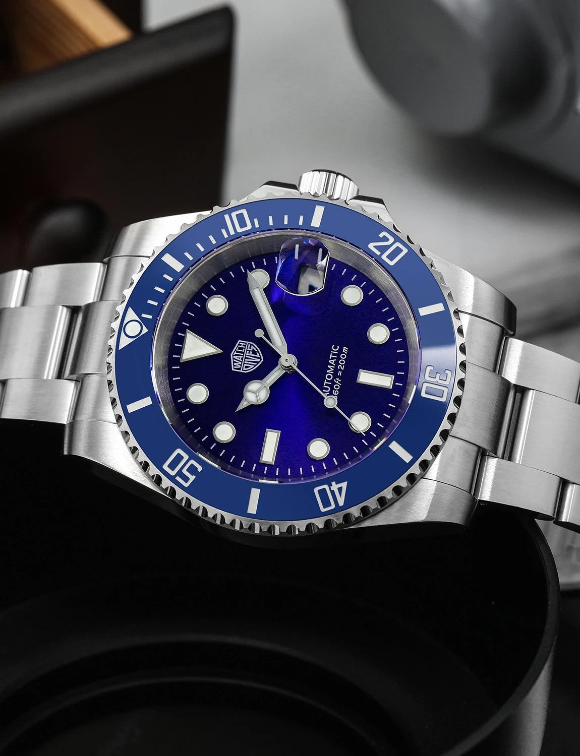 Watchdives WD5512 Automatik Uhr Herren Luxus Taucheruhr Edelstahl Saphirglas