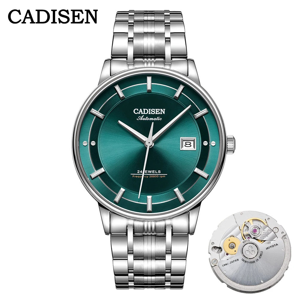 Cadisen Automatikuhr Herren Luxus Armbanduhr Edelstahl Saphirglas 42mm Datum