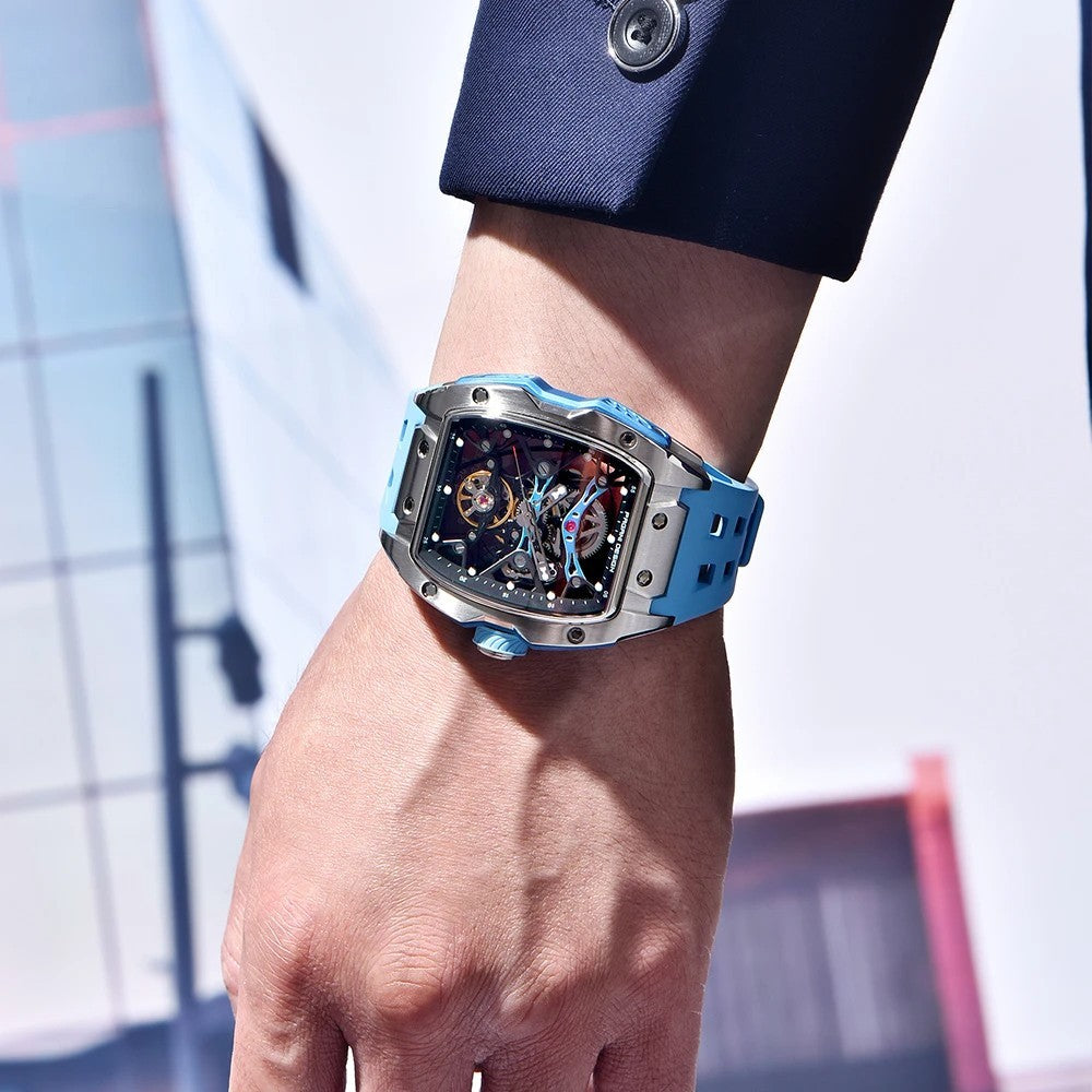 Pagani Design Automatik Uhr Herren Edelstahl 42mm Sportuhr Gummiband Saphirglas