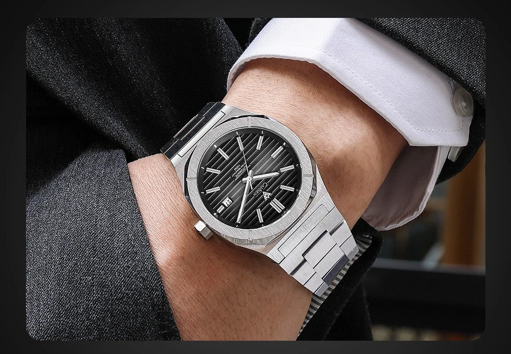 Cadisen Automatikuhr Herren Luxus Armbanduhr 40mm Edelstahl Saphirglas Datum