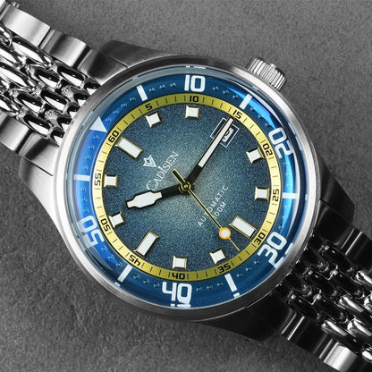 Cadisen Automatik Uhr Herren Armbanduhr Silber 40mm Edelstahl 10bar Datum