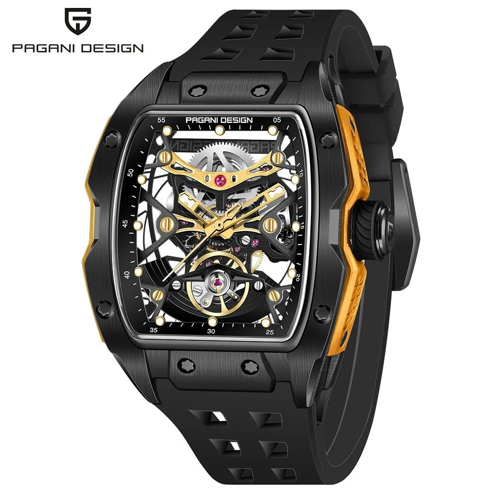 Pagani Design Automatik Uhr Herren Edelstahl 42mm Sportuhr Gummiband Saphirglas