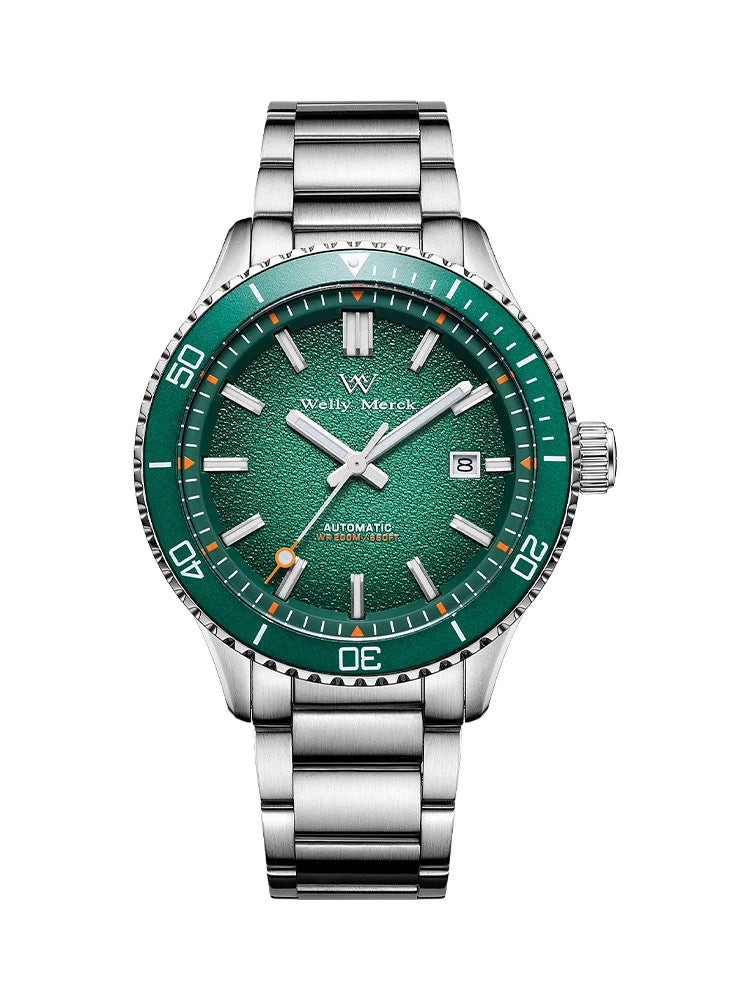 Welly Merck Herren Automatikuhr Armbanduhr 42mm Saphirglas Edelstahl