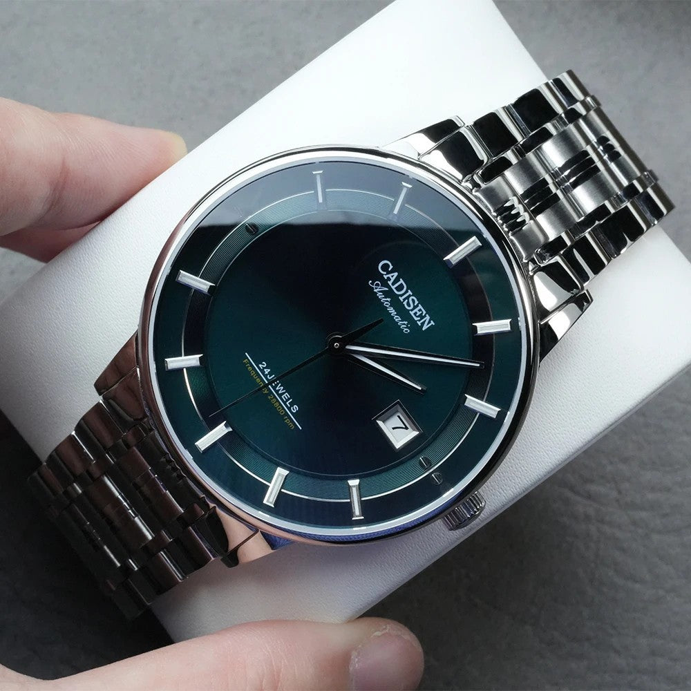 Cadisen Automatikuhr Herren Luxus Armbanduhr Edelstahl Saphirglas 42mm Datum