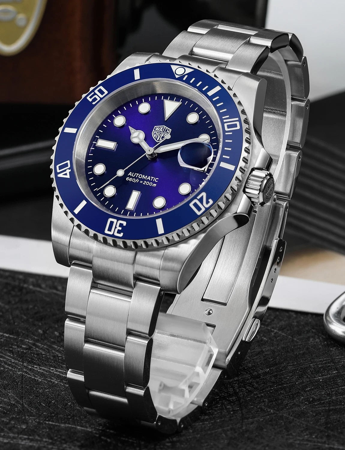 Watchdives WD5512 Automatik Uhr Herren Luxus Taucheruhr Edelstahl Saphirglas
