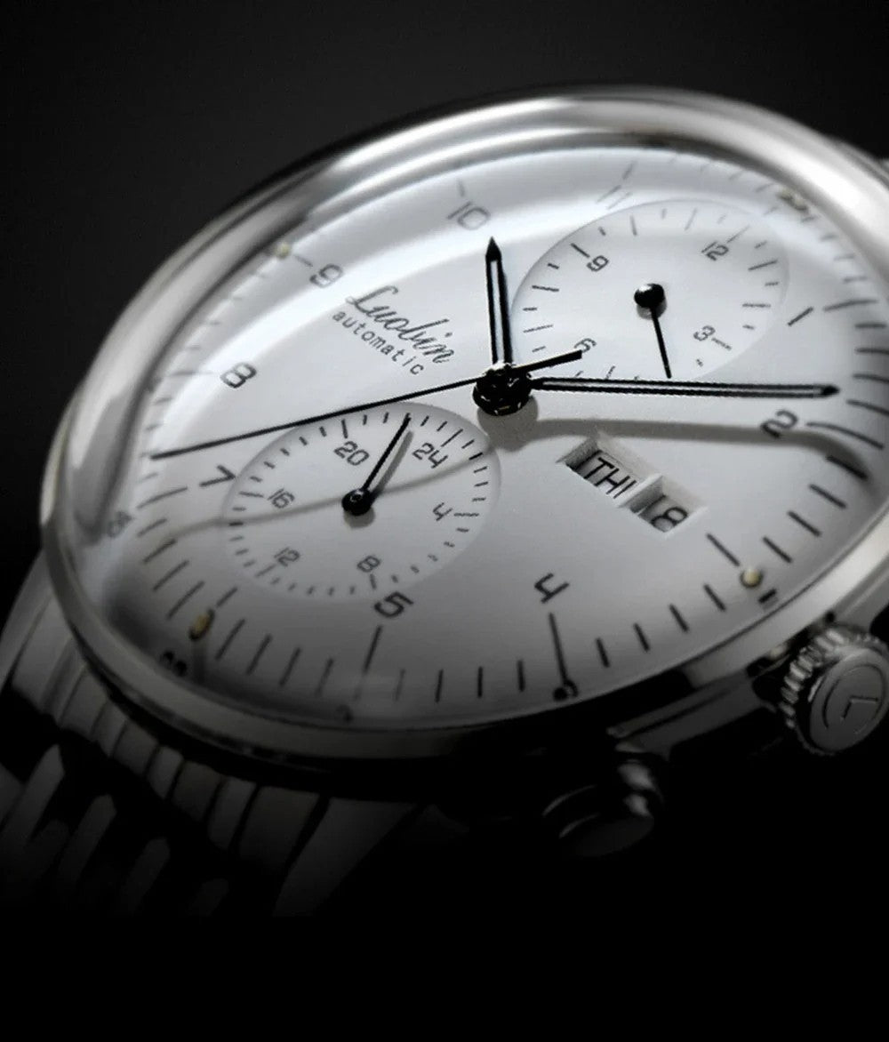 Luxus Herrenuhr Automatikuhr Armbanduhr Edelstahl Silber
