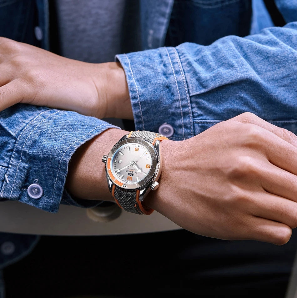 Paulareis Automatik Uhr Herren Armbanduhr Luxusuhr Datum Kautschukband 3bar