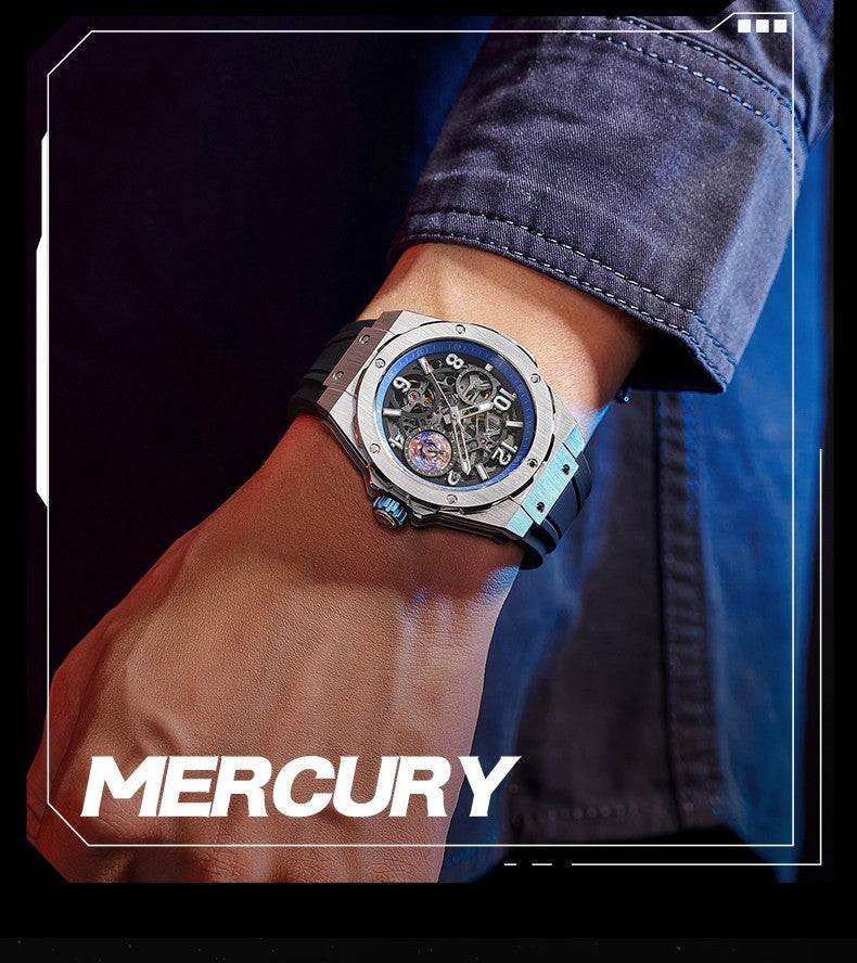 Welly Merck Herren Automatikuhr Armbanduhr 42mm Saphirglas Edelstahl 5BAR