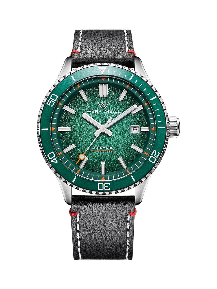 Welly Merck Herren Automatikuhr Armbanduhr 42mm Saphirglas Edelstahl