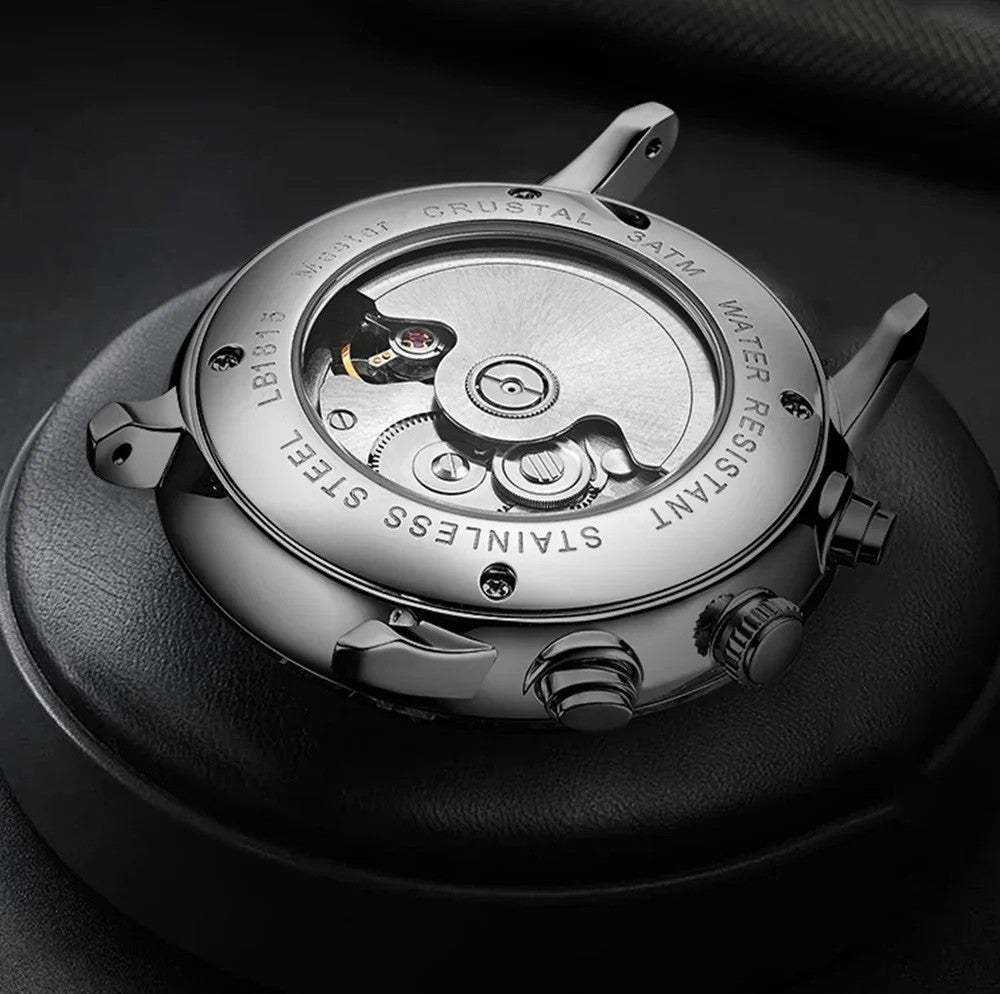 Luxus Herrenuhr Automatikuhr Armbanduhr Edelstahl Silber