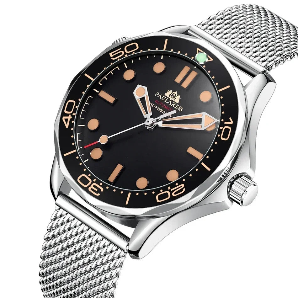 Paulareis Automatikuhr Armbanduhr Herren Edelstahl Herrenuhr Taucheruhr