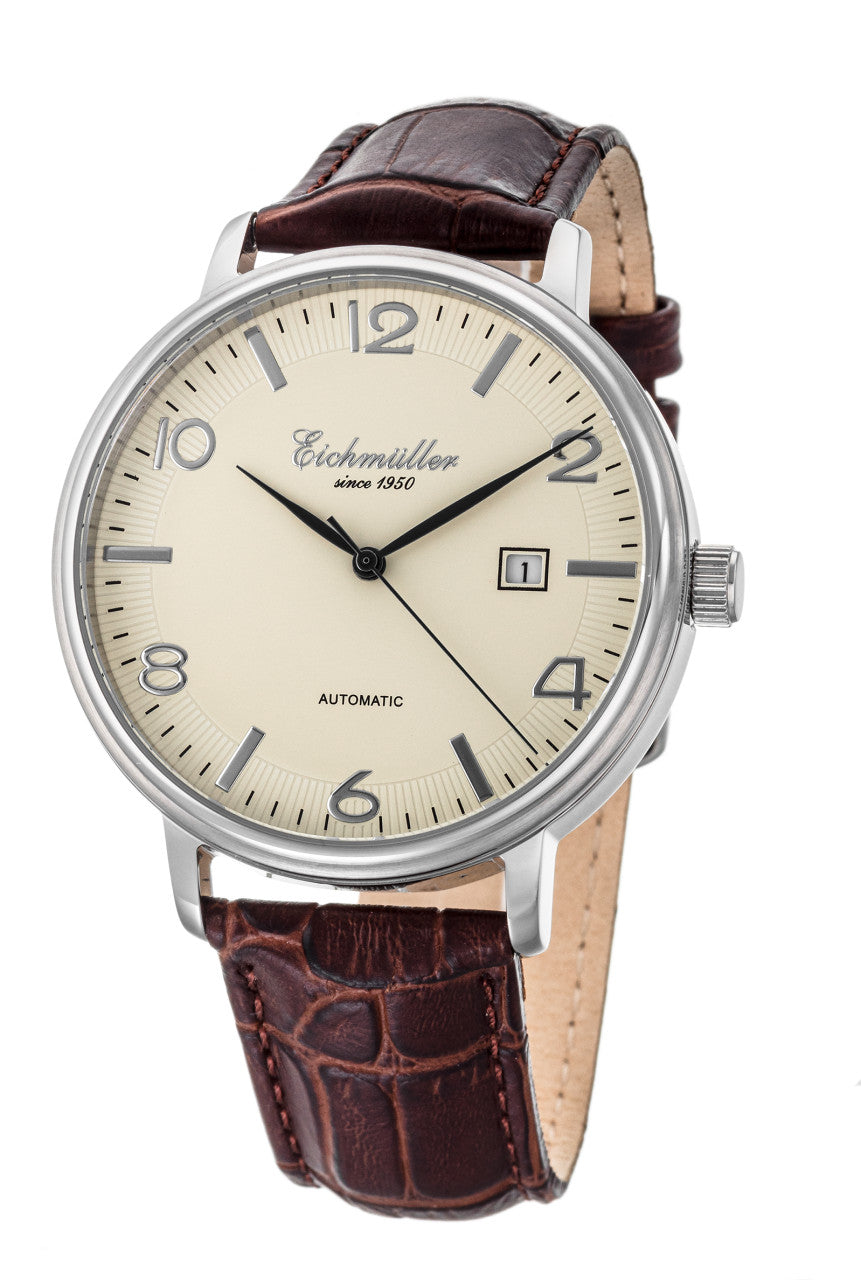 Eichmüller RE7021 Herren Automatikuhr Armbanduhr Miyota Mineralglas Braun 42 mm