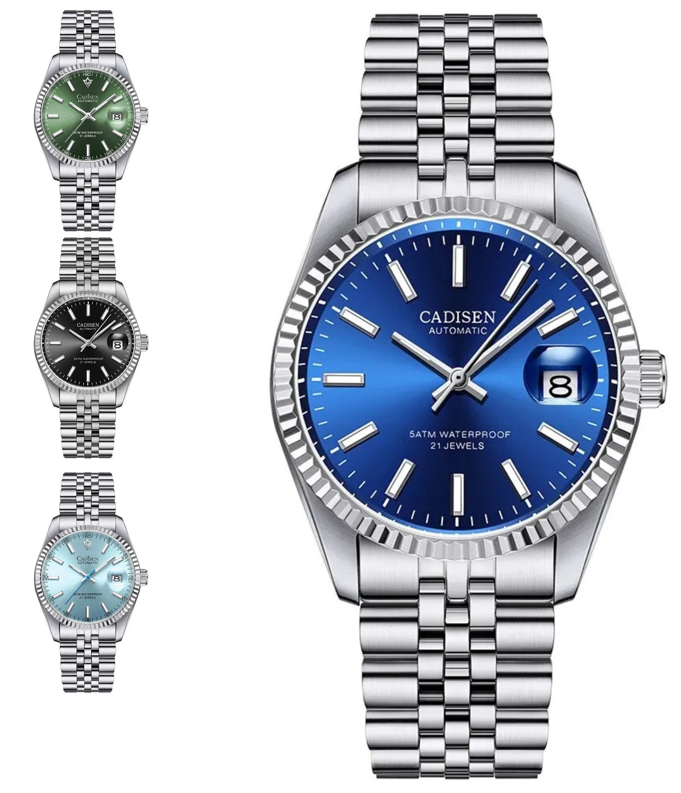 Cadisen Automatik Uhr Herren Luxus  Armbanduhr 38mm Edelstahl Saphirglas 5bar