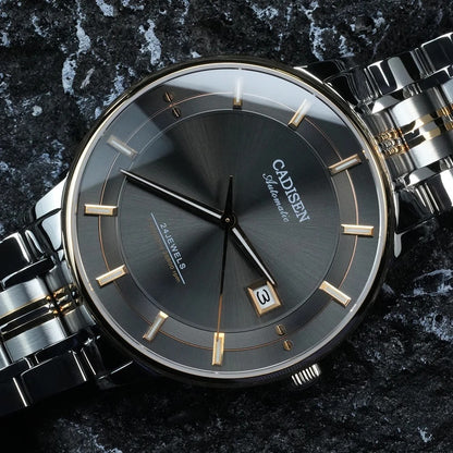 Cadisen Automatikuhr Herren Luxus Armbanduhr Edelstahl Saphirglas 42mm Datum