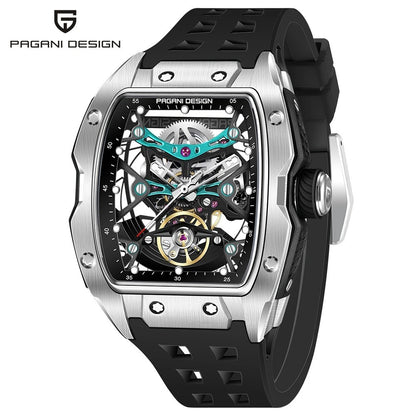 Pagani Design Automatik Uhr Herren Edelstahl 42mm Sportuhr Gummiband Saphirglas