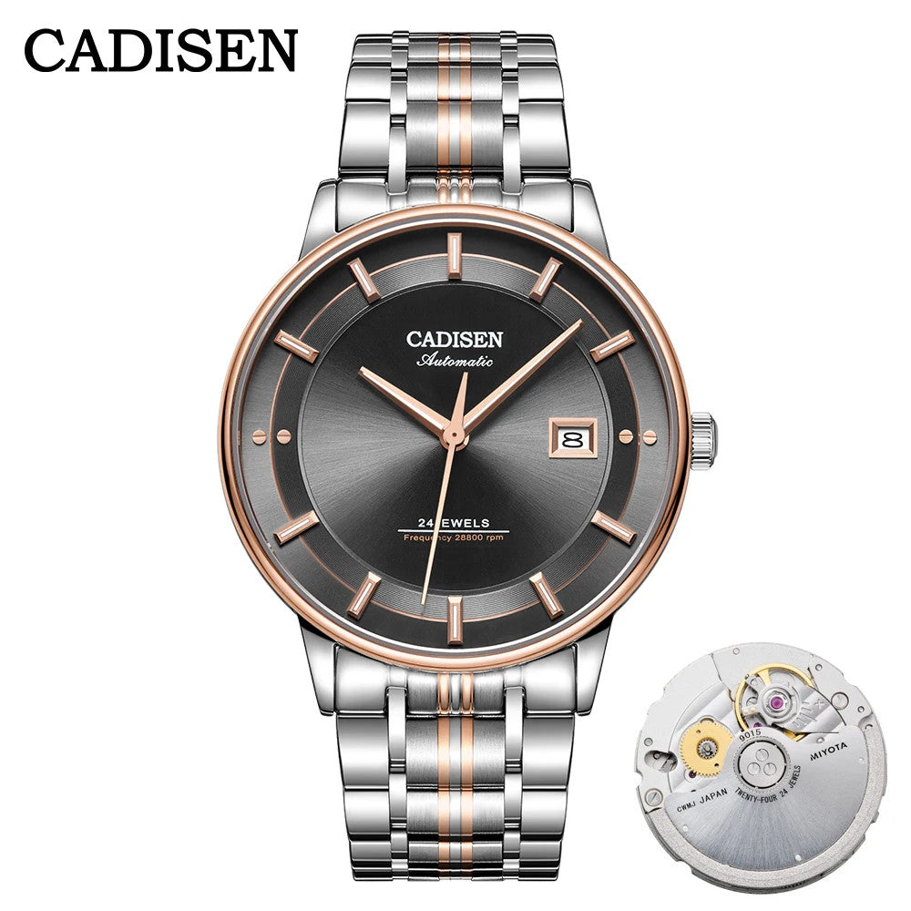 Cadisen Automatikuhr Herren Luxus Armbanduhr Edelstahl Saphirglas 42mm Datum
