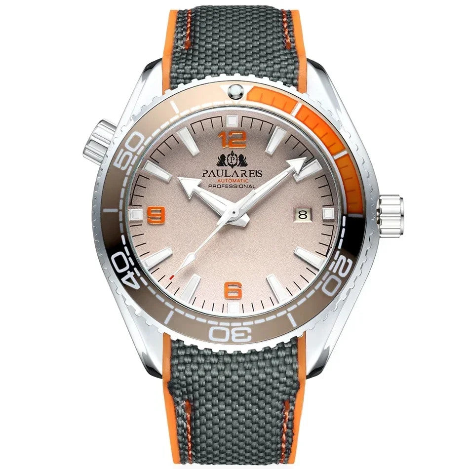 Paulareis Automatik Uhr Herren Armbanduhr Luxusuhr Datum Kautschukband 3bar