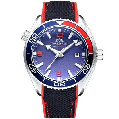 Paulareis Automatik Uhr Herren Armbanduhr Luxusuhr Datum Kautschukband 3bar