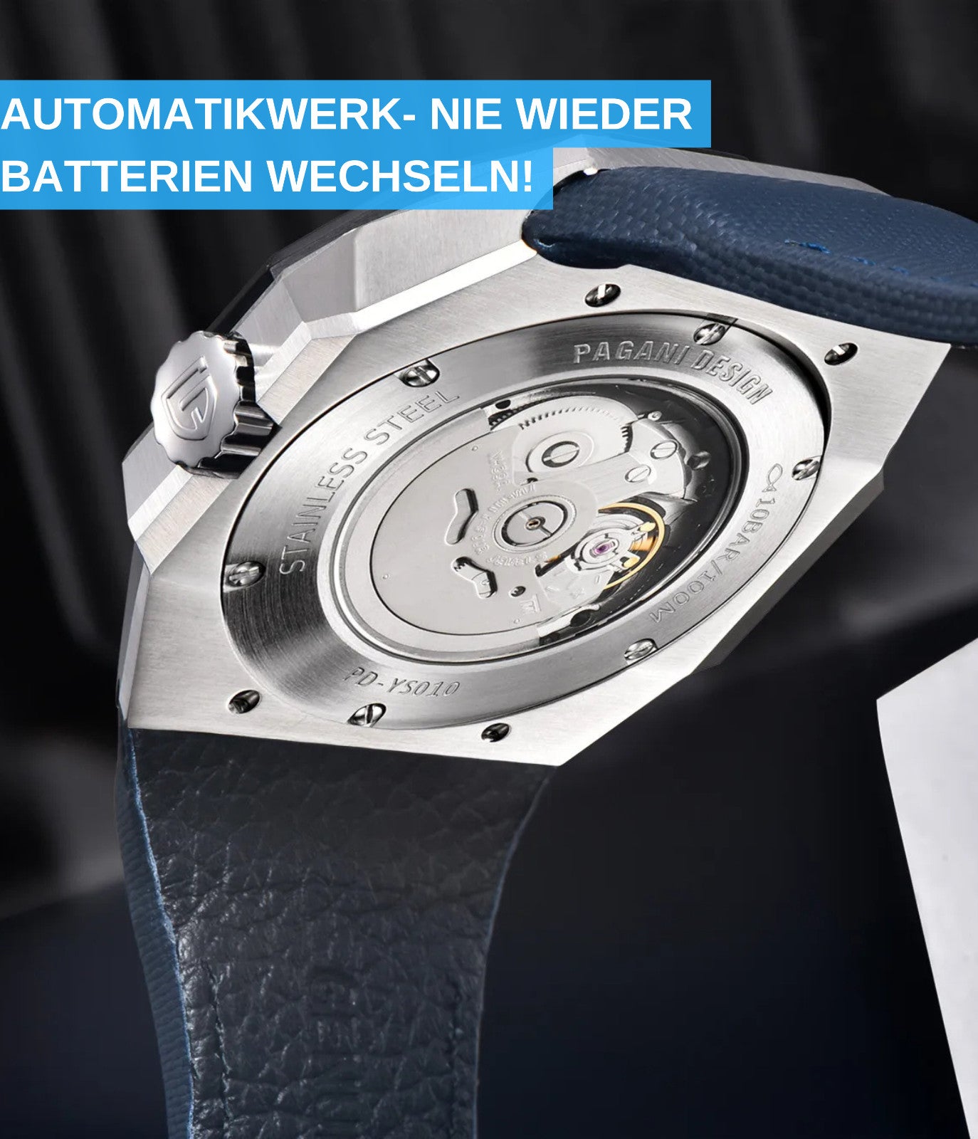 Pagani Design PD-YS010 Automatikuhr Herren Edelstahl 42mm Lederband Saphirglas