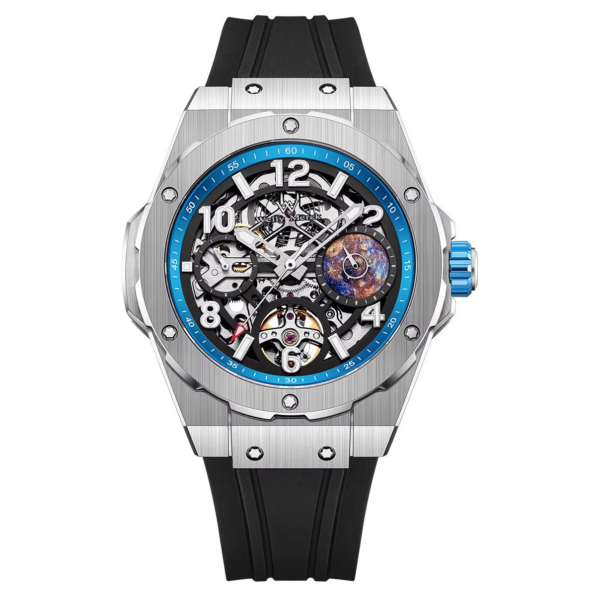 Welly Merck Herren Automatikuhr Armbanduhr 42mm Saphirglas Edelstahl 5BAR