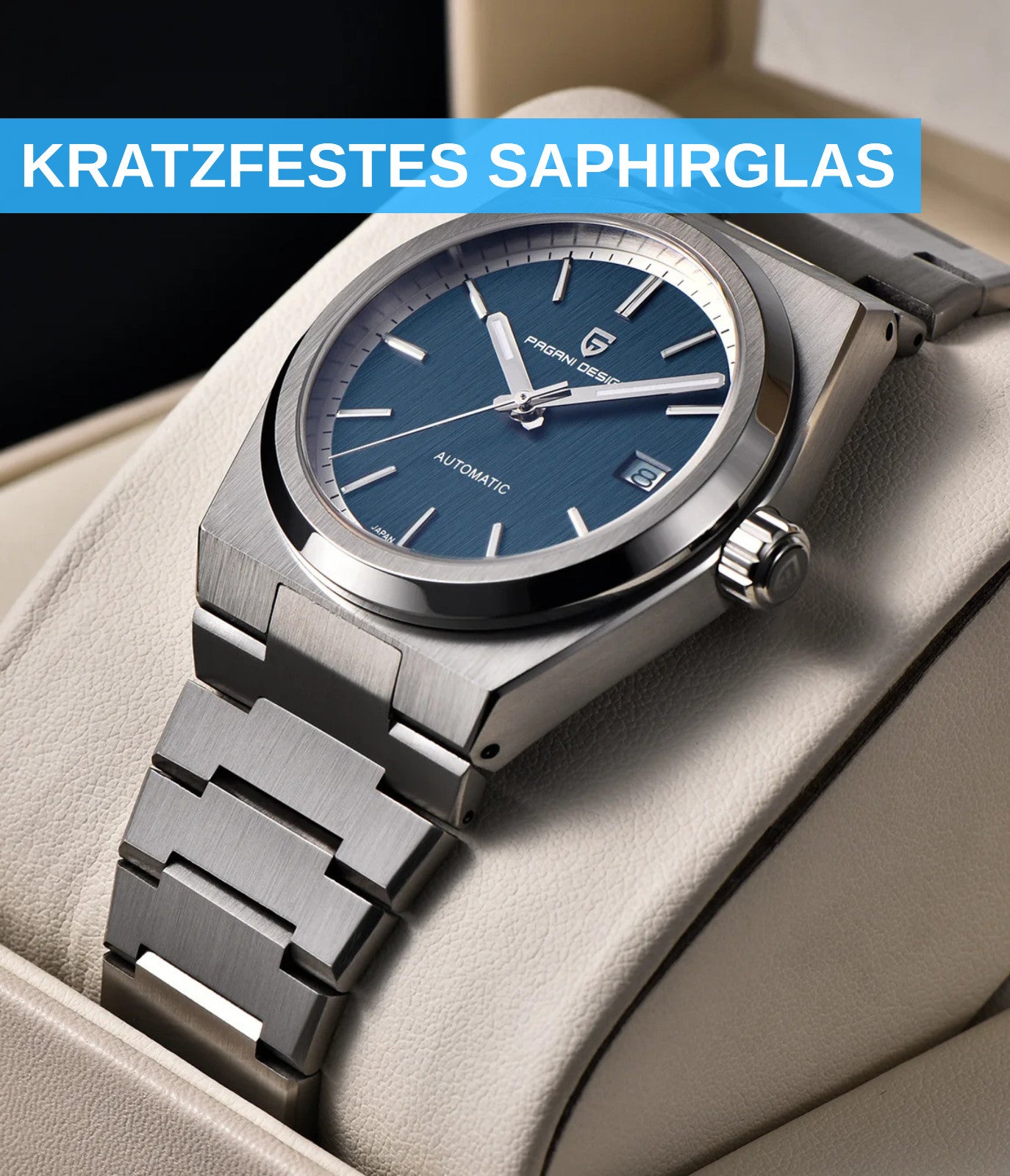 Pagani Design PD1753 Herren Automatikuhr Armbanduhr Saphirglas Edelstahl 38mm