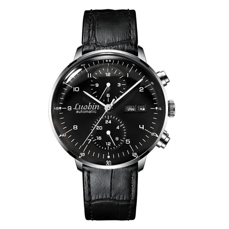 Luxus Herrenuhr Automatikuhr Armbanduhr Edelstahl Silber