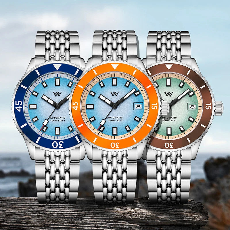 Welly Merck Luxus Herren Automatikuhr Armbanduhr 41mm Saphirglas Edelstahl