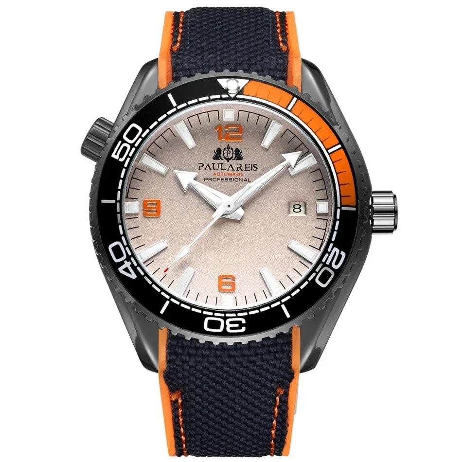 Paulareis Automatik Uhr Herren Armbanduhr Luxusuhr Datum Kautschukband 3bar