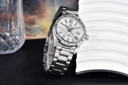 Pagani Design Herren Luxus Automatikuhr GMT Edelstahl Saphirglas Datum 39 mm