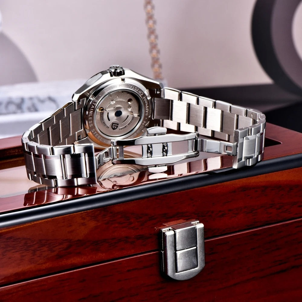 Pagani Design Herren Luxus Automatikuhr GMT Edelstahl Saphirglas Datum 39 mm
