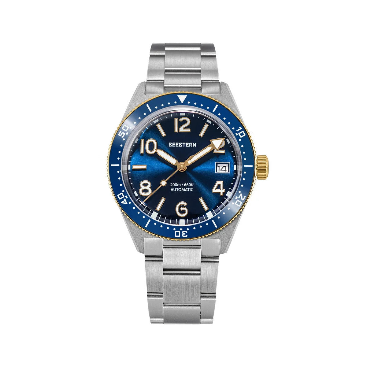 Seestern S434-2 Herren Automatikuhr Armbanduhr Edelstahl Saphirglas 39mm
