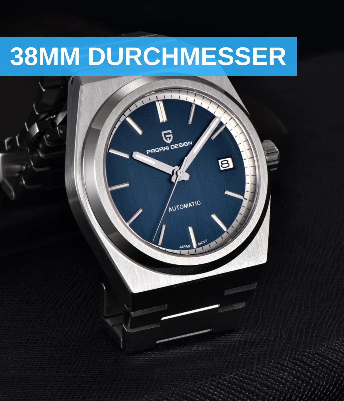 Pagani Design PD1753 Herren Automatikuhr Armbanduhr Saphirglas Edelstahl 38mm
