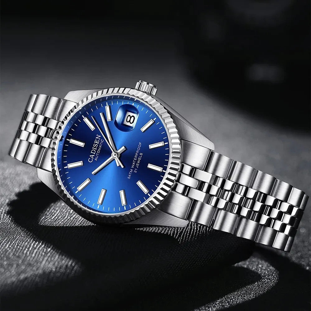 Cadisen Automatik Uhr Herren Luxus  Armbanduhr 38mm Edelstahl Saphirglas 5bar